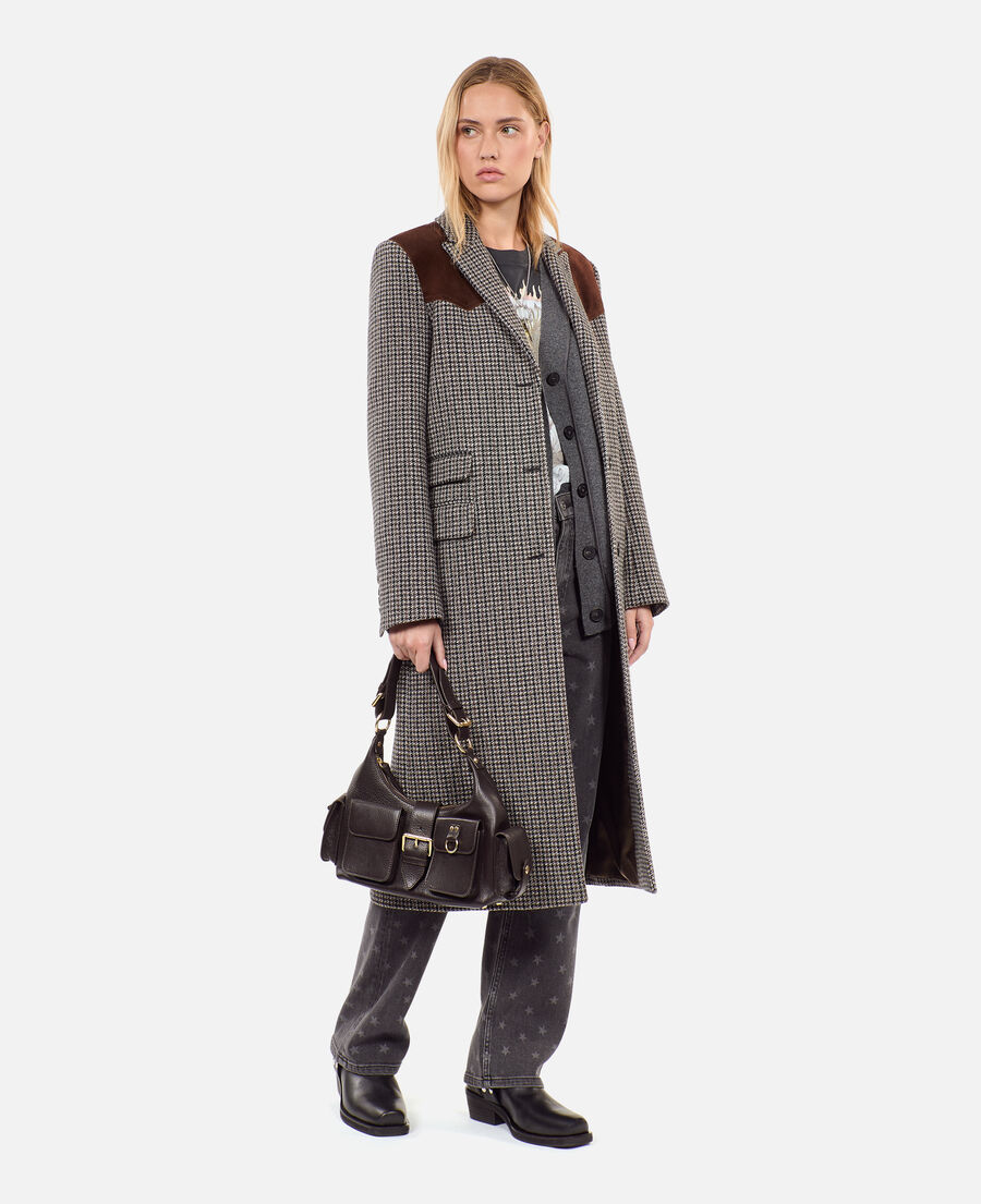 The Kooples FEMME BROWN sac amelia en cuir grain&eacute; marron