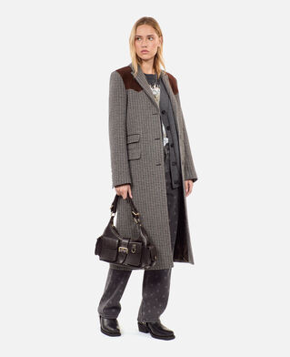 The Kooples FEMME BROWN sac amelia en cuir grain&eacute; marron