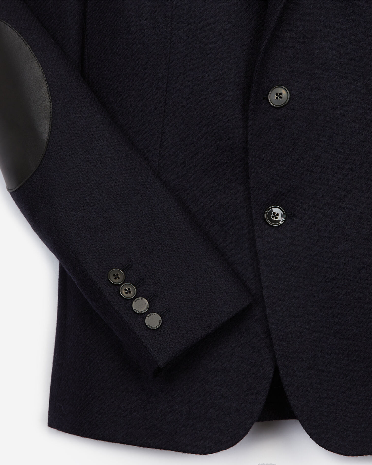 Veste laine navy à coudières en cuir, DARK NAVY, hi-res image number null