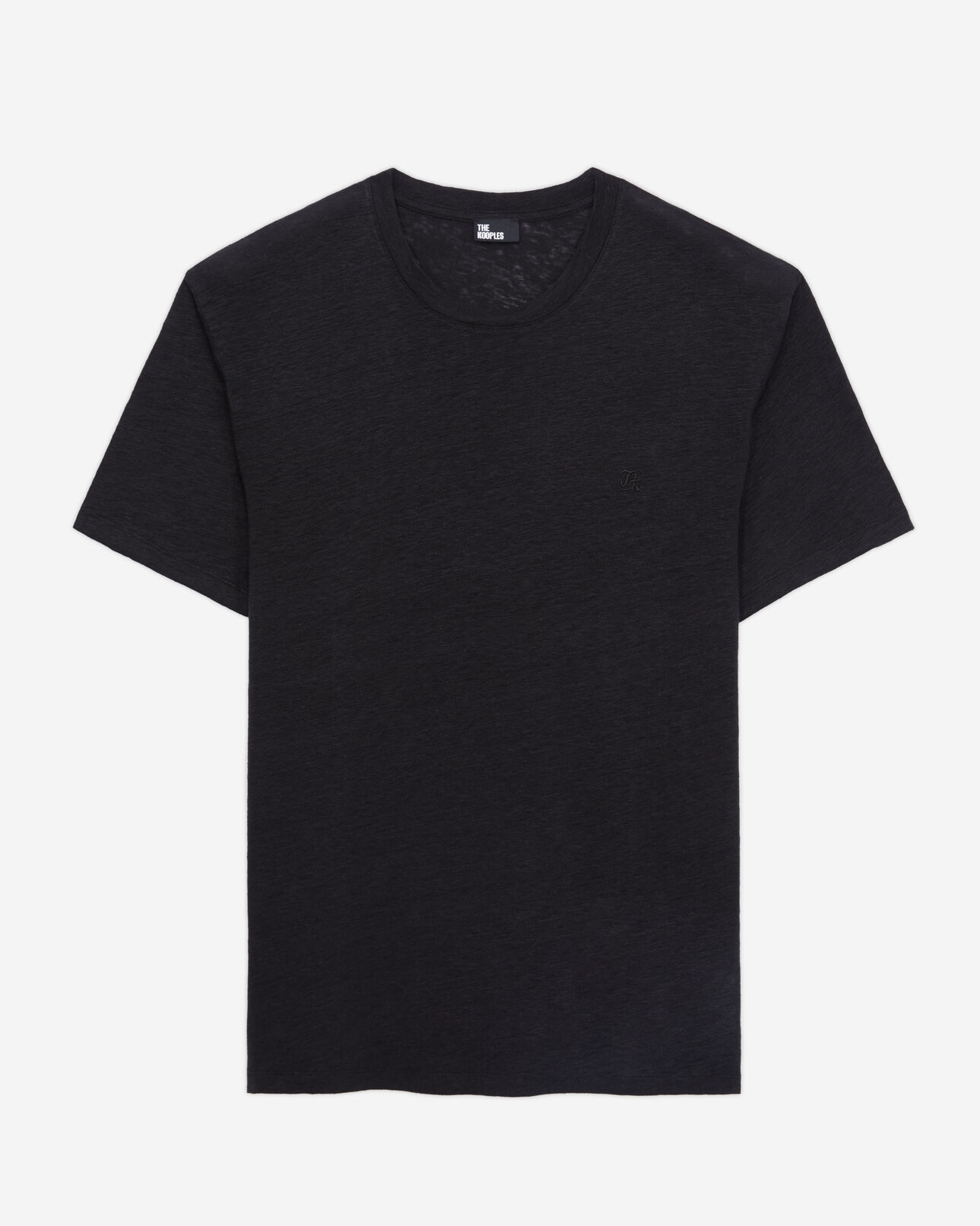 The Kooples HOMME BLACK t-shirt homme noir en lin avec blason
