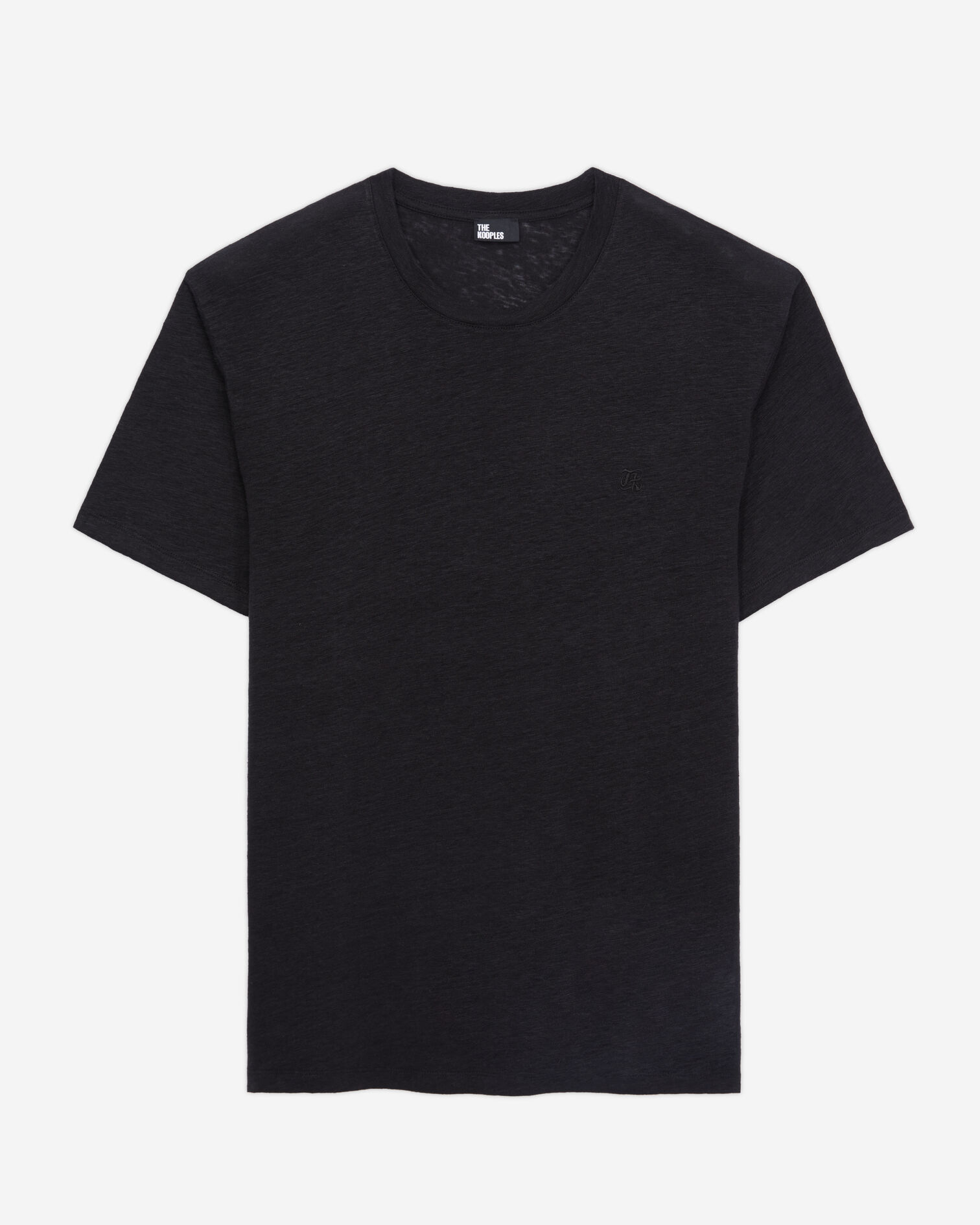 T-shirt Homme noir en lin avec blason, BLACK, hi-res image number null