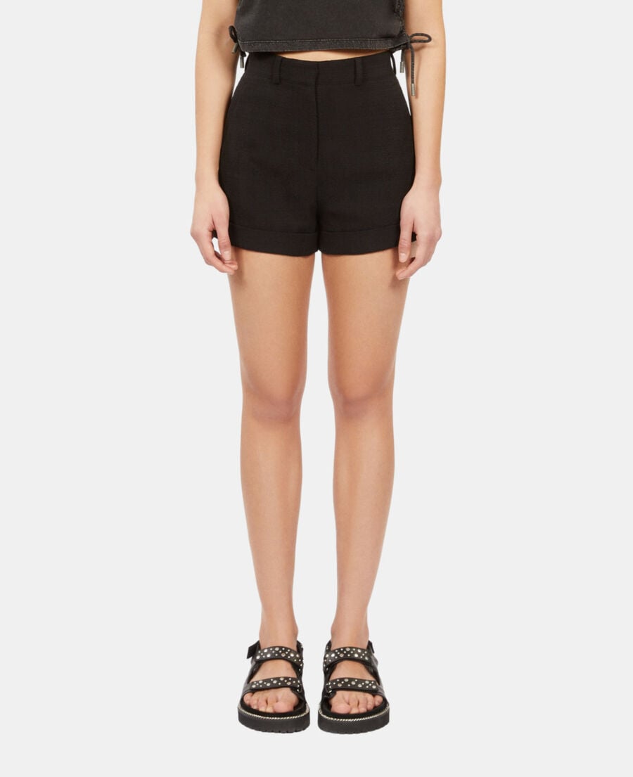 The Kooples MUJER BLACK pantalón corto de tweed negro