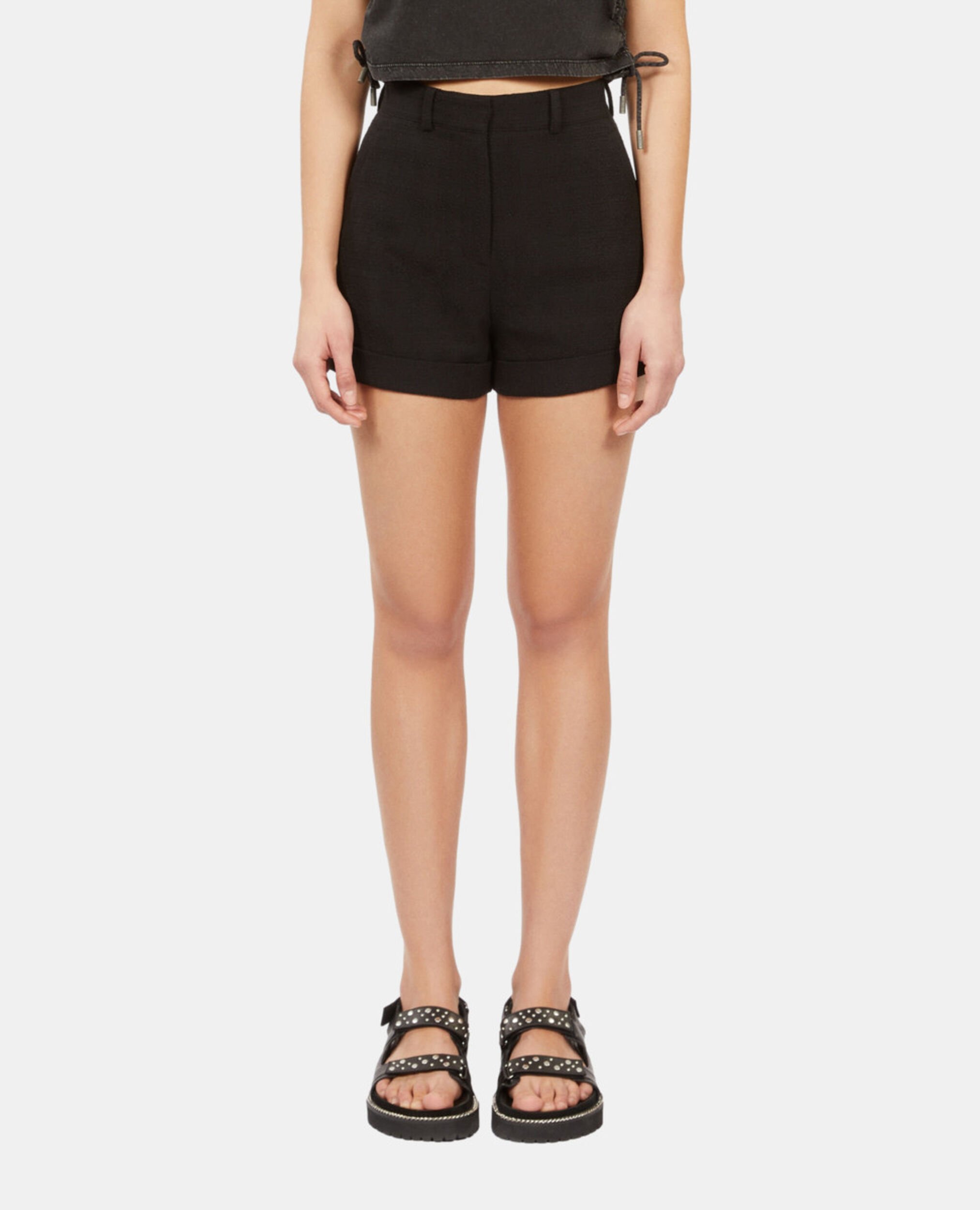 Schwarze Tweed-Shorts, BLACK, hi-res image number null