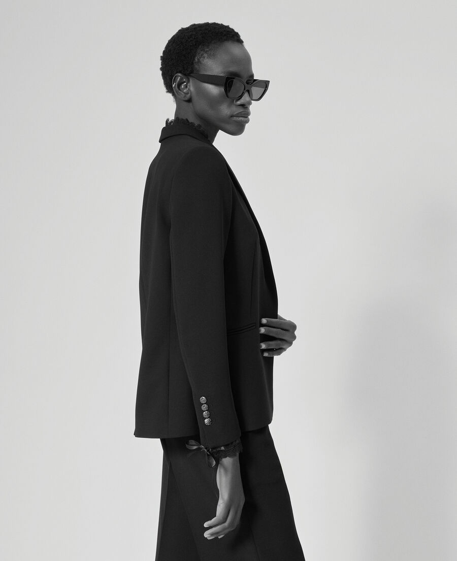 The Kooples MUJER BLACK traje de chaqueta con banda de encaje negro