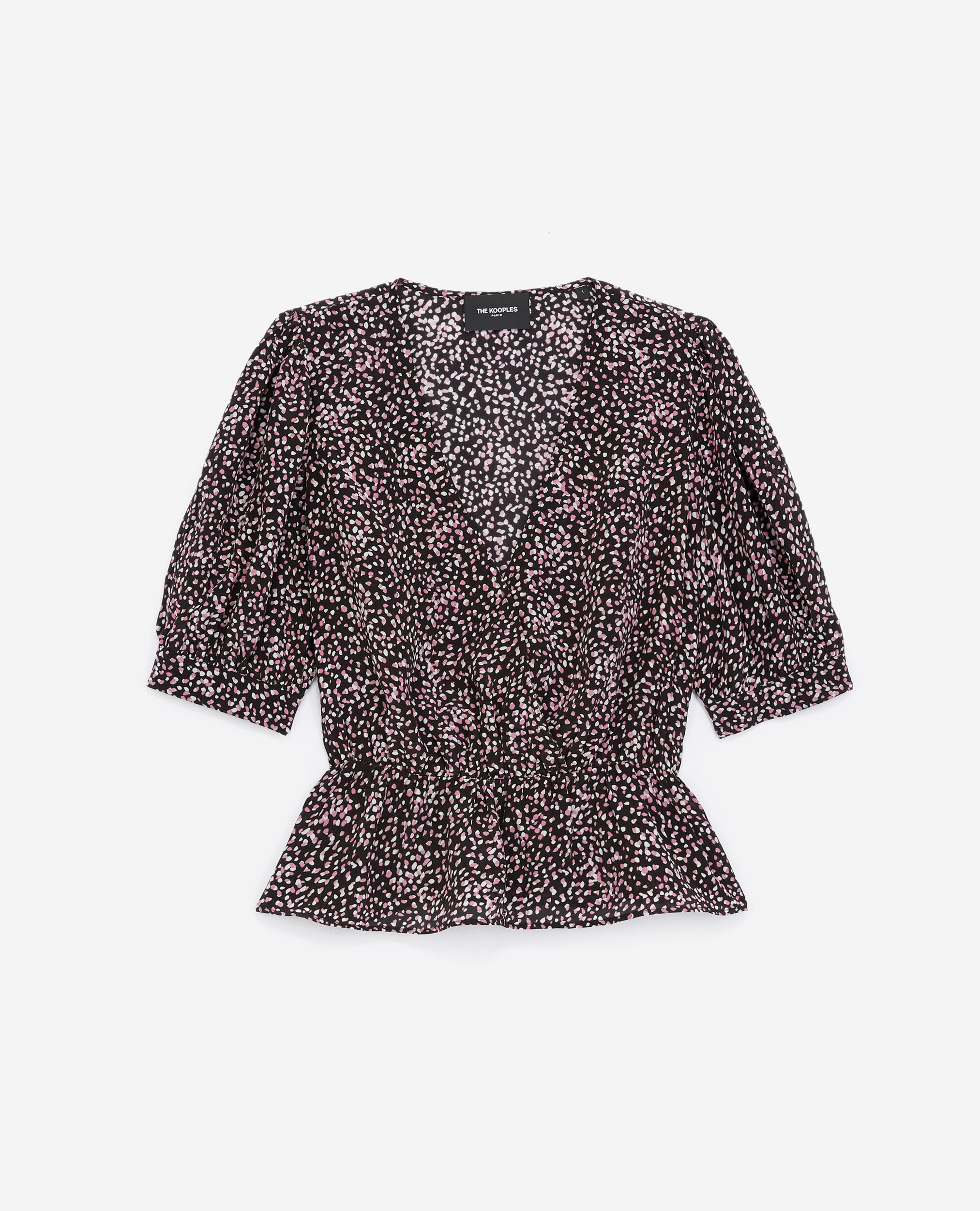 Flowing black and pink polka-dot top, BLACK / PINK, hi-res image number null