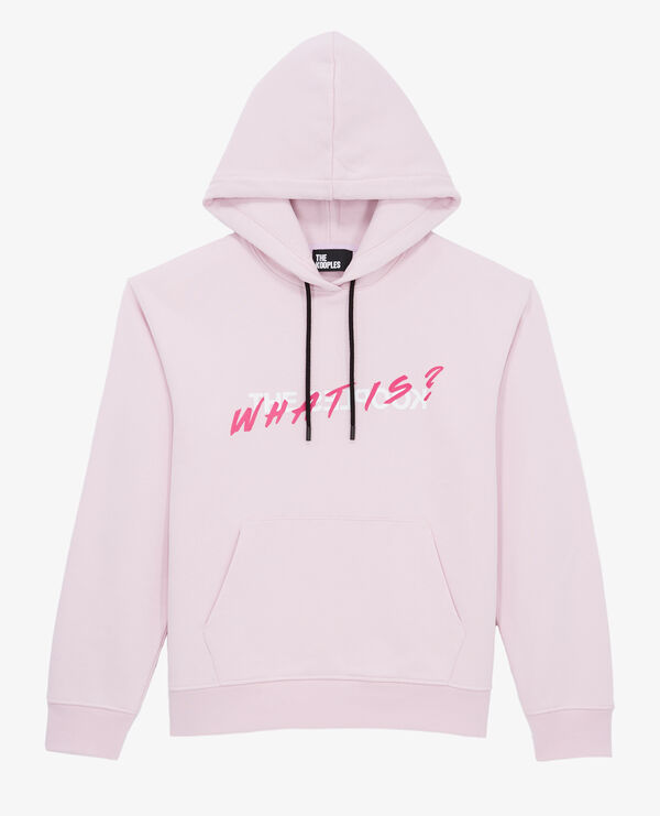 rosa kapuzensweatshirt „what is“