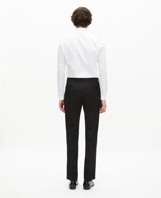 The Kooples HOMME BLACK pantalon de smoking avec d&eacute;tails en satin droit noir