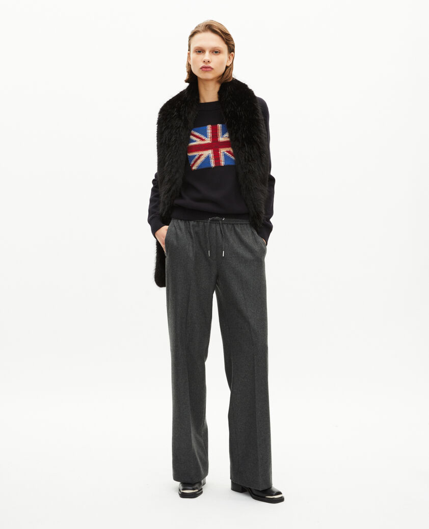 The Kooples FEMME GREY pantalon large en flanelle gris foncé