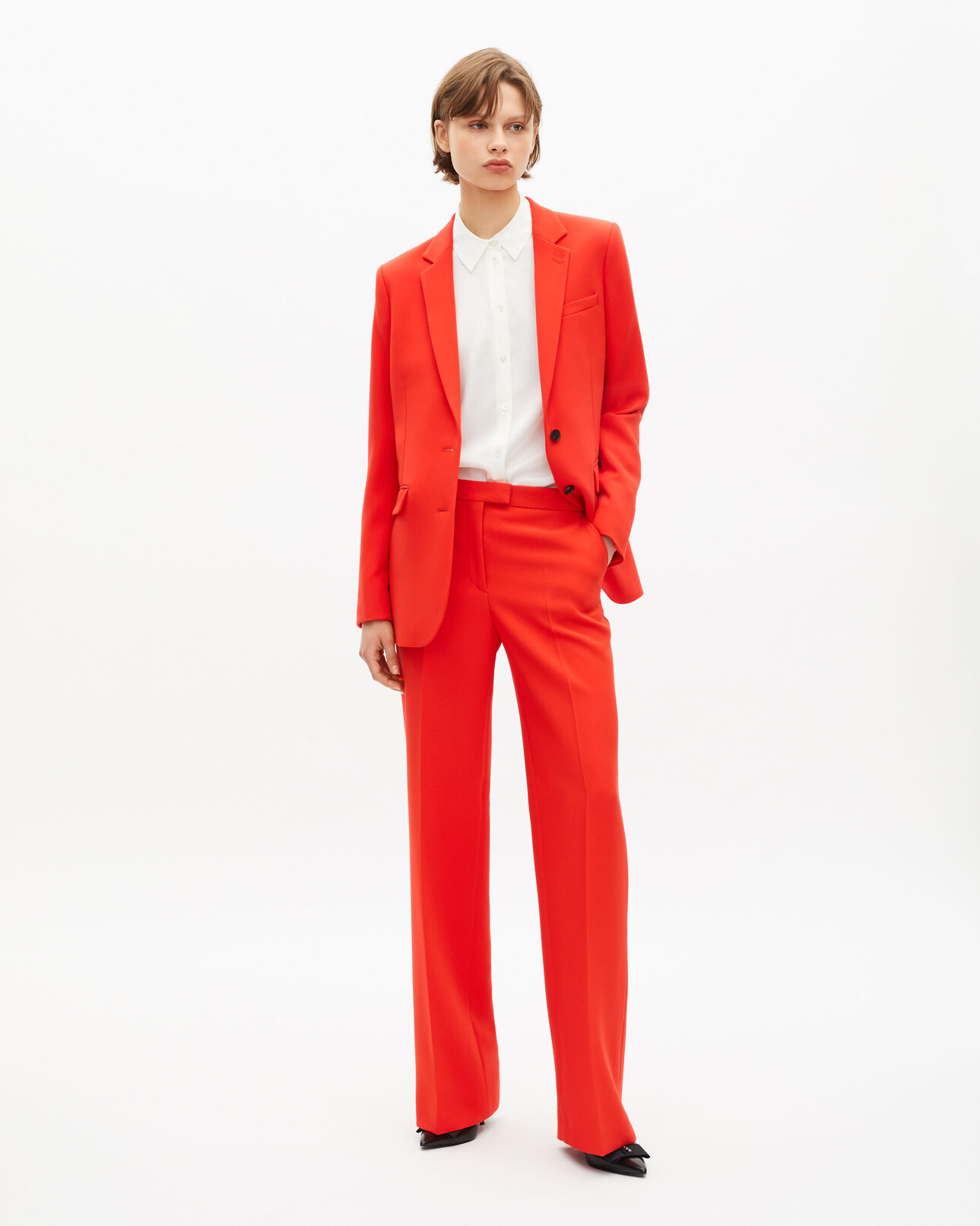 The Kooples WOMEN ORANGE orange crêpe suit jacket
