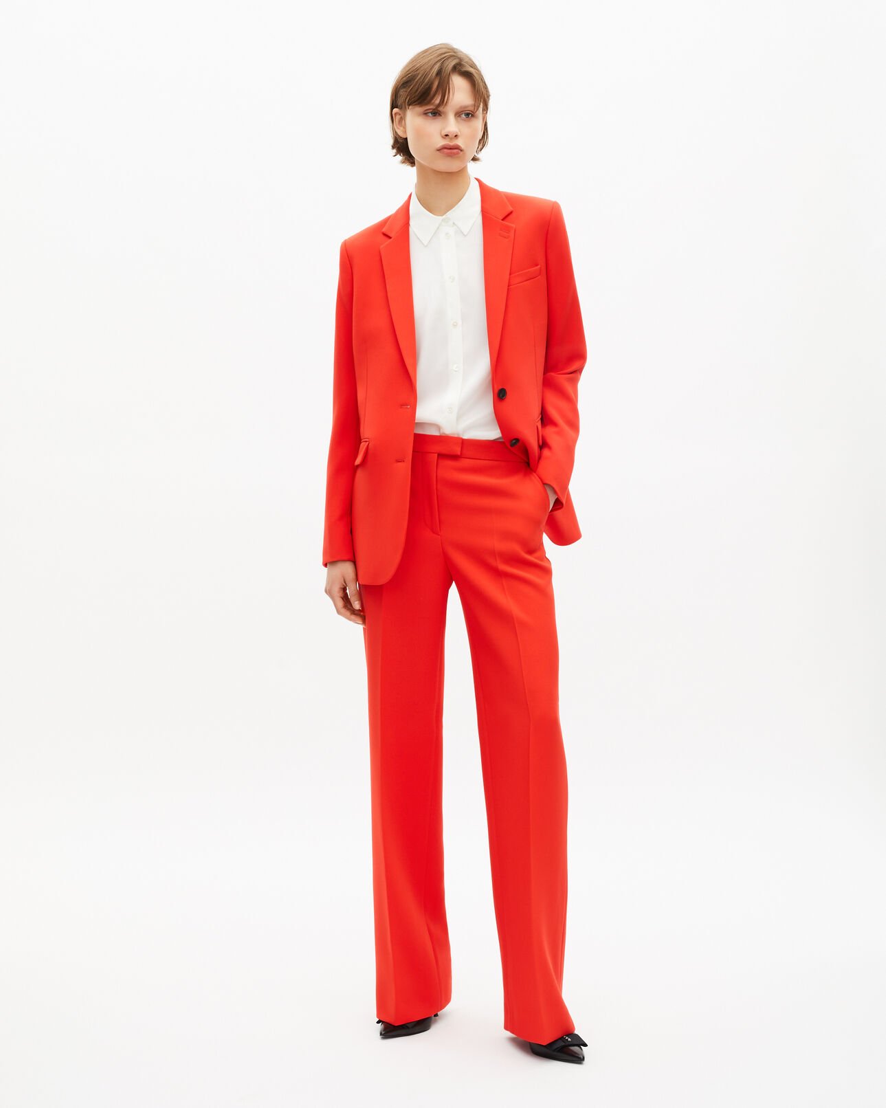 The Kooples FEMME ORANGE veste tailleur orange en crêpe