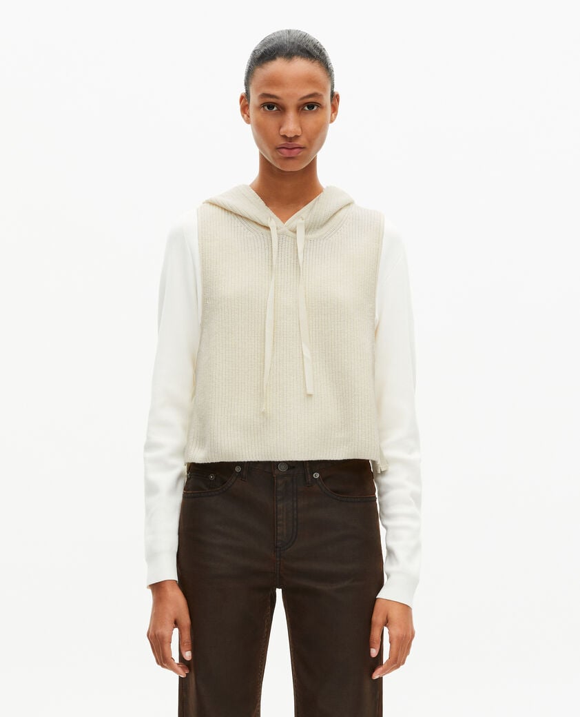 The Kooples F ECRU sleeveless wool and cotton sweater ecru