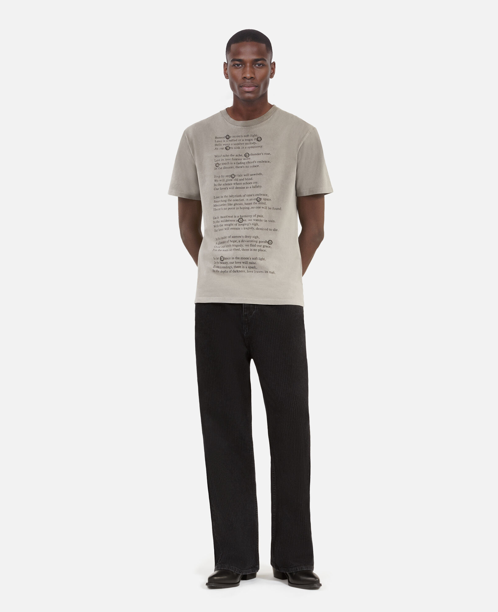 The Kooples HOMME GREY MELANGE t-shirt à sérigraphie gris