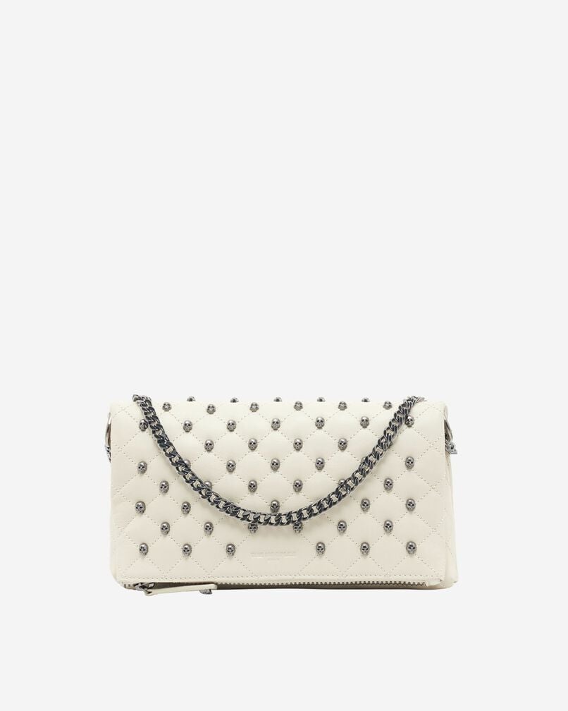 The Kooples WOMEN CREAM heritage small clutch bag in ecru leather