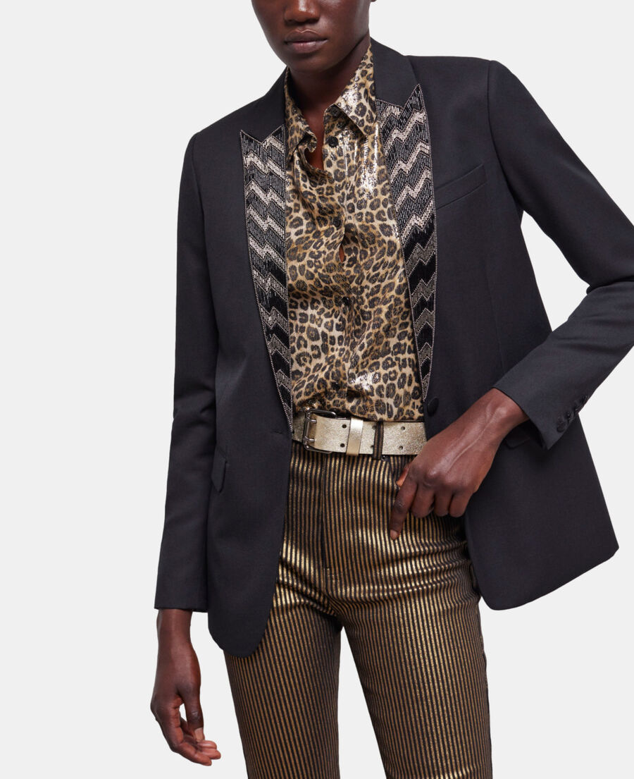 The Kooples FEMME BLACK veste à détails perles noire