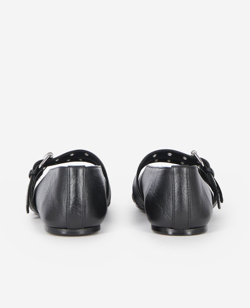 The Kooples DAMEN BLACK ballerina mit studs aus schwarzem leder