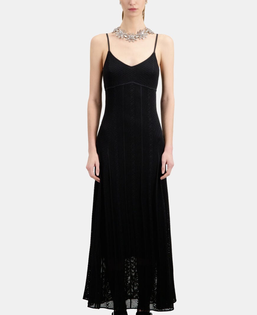 The Kooples F BLACK long black openwork knit dress