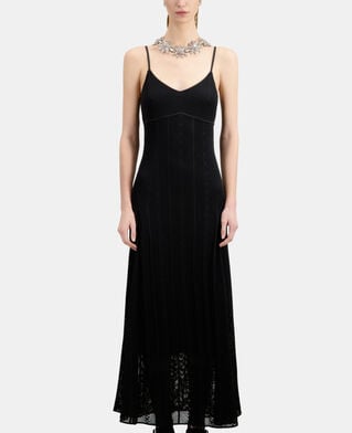 The Kooples F BLACK long black openwork knit dress