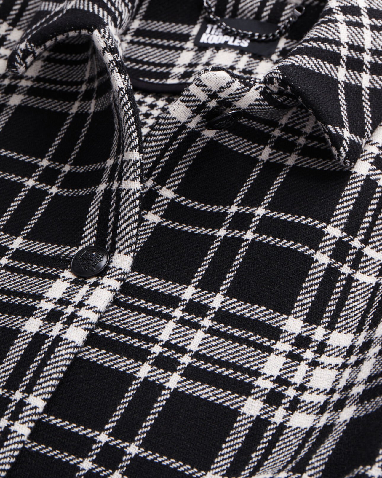 The Kooples FEMME BLACK WHITE manteau long à carreaux en laine mélangée