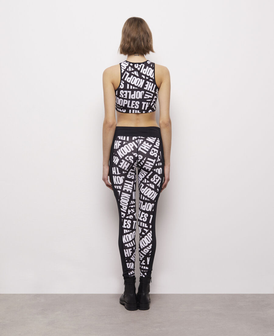 The Kooples WOMEN BLACK / WHITE black leggings with tape logo