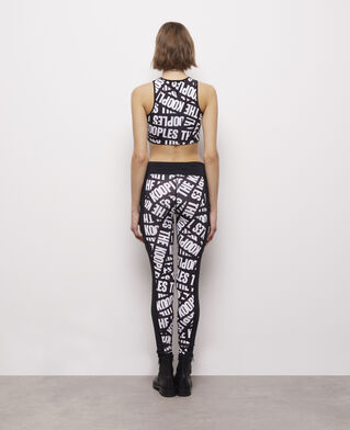 The Kooples WOMEN BLACK / WHITE black leggings with tape logo
