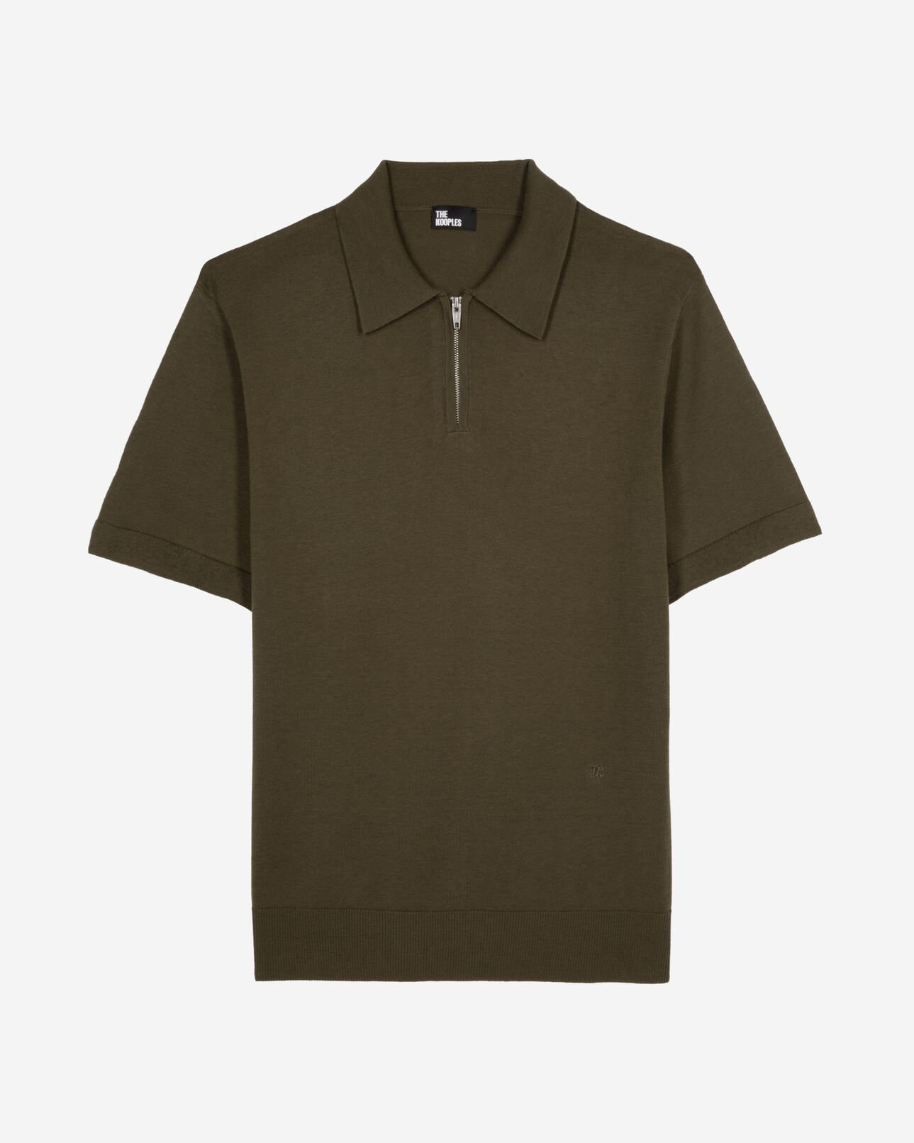 The Kooples HOMME OLIVE KAKI polo en maille col zippé kaki