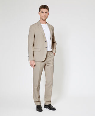 The Kooples HOMME LIGHT BEIGE pantalon de costume en coton lin beige
