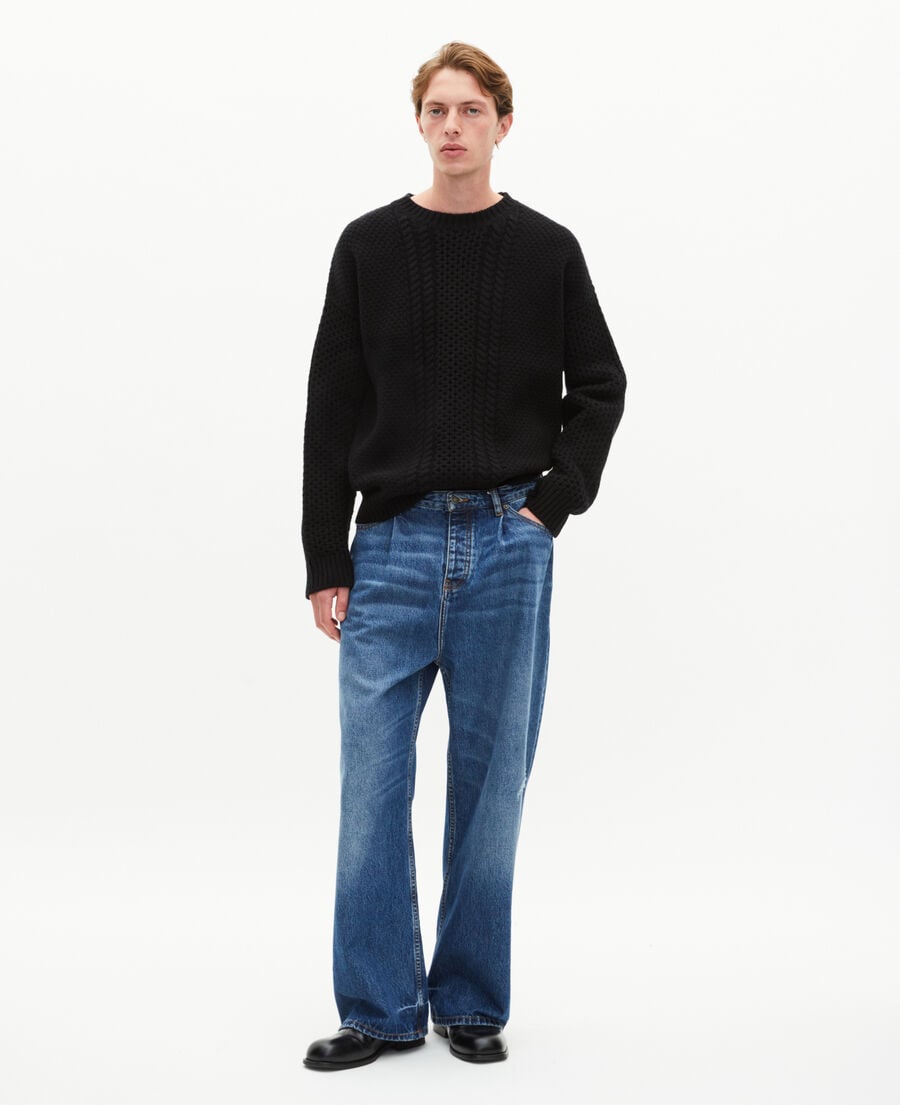 The Kooples HOMME BLACK pull torsadé en laine noir