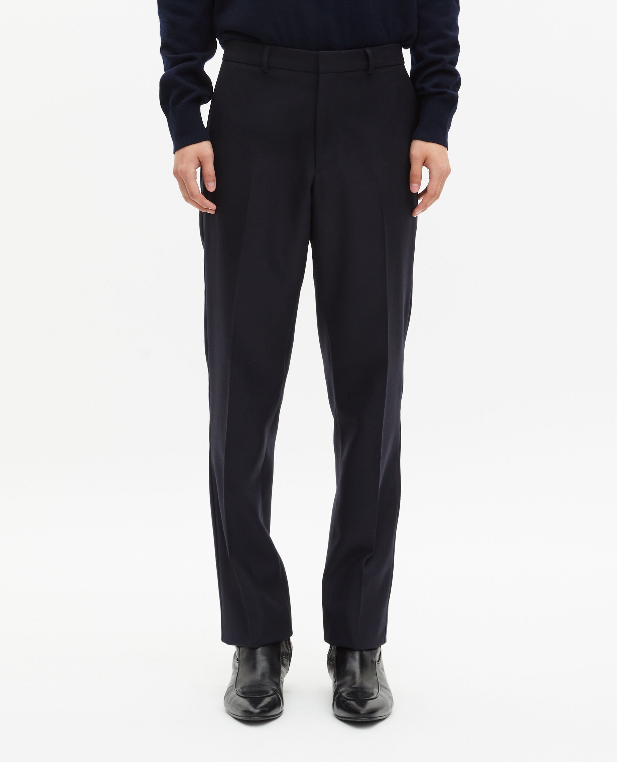 Navy straight-leg pants, NAVY, hi-res image number null