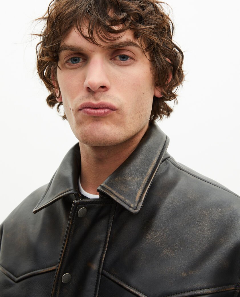The Kooples MEN DARK BROWN brown leather jacket