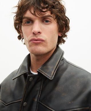 The Kooples MEN DARK BROWN brown leather jacket