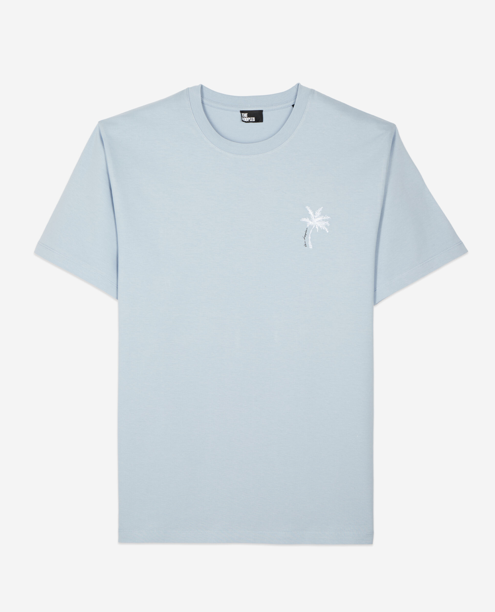 Sky blue t-shirt with Palm tree embroidery, LAVENDER, hi-res image number null