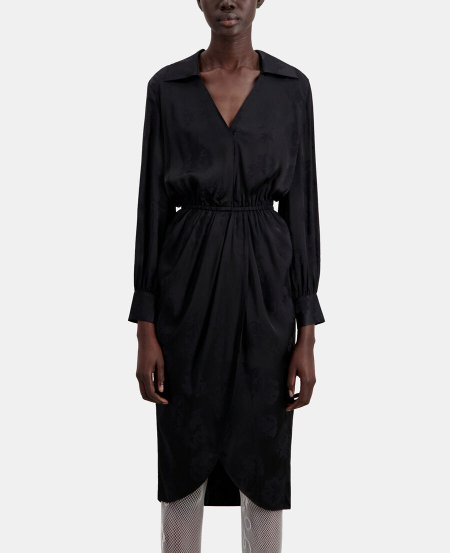 The Kooples F BLACK mid-length black dress with flowers