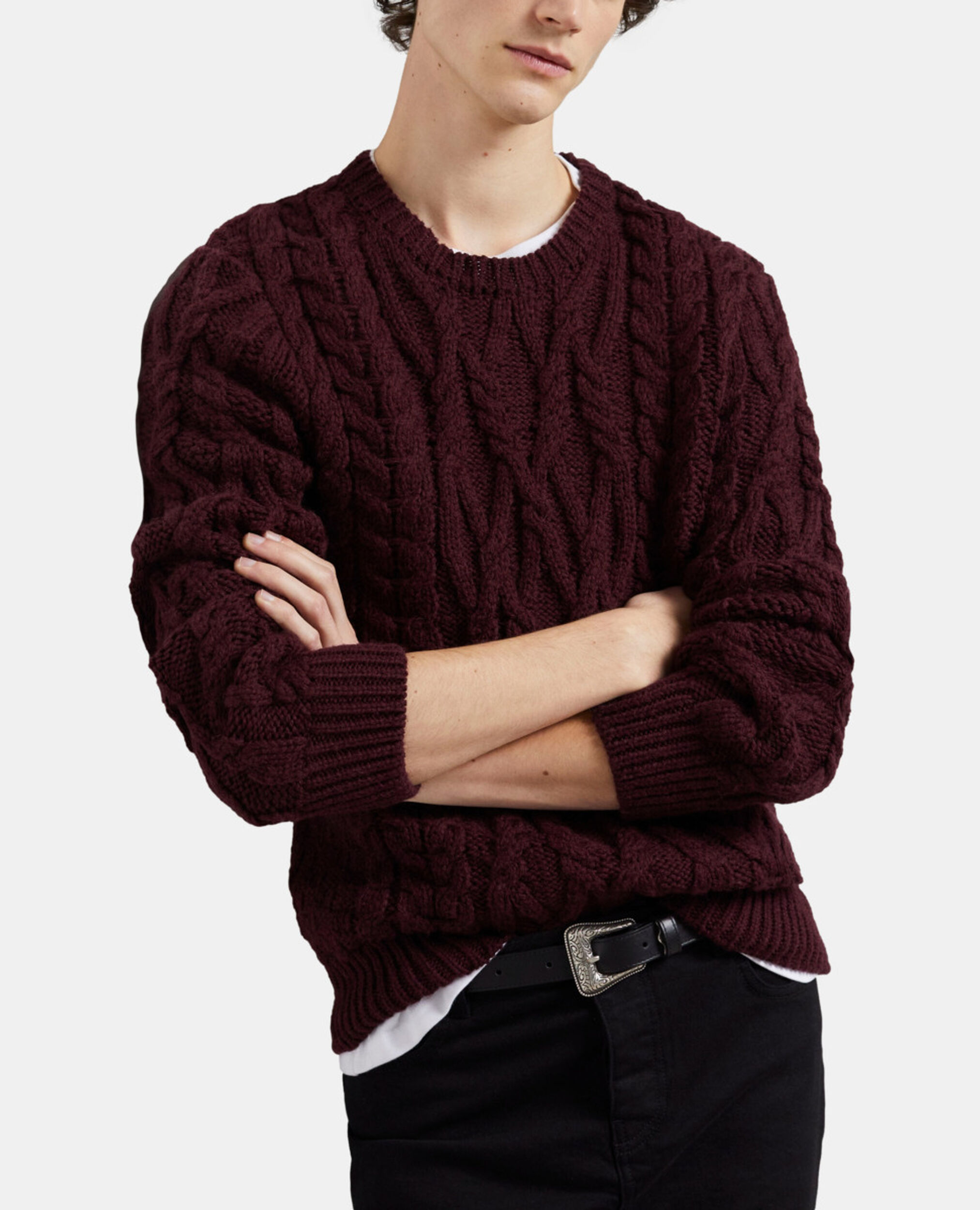 Pull en laine rouge, BURGUNDY, hi-res image number null