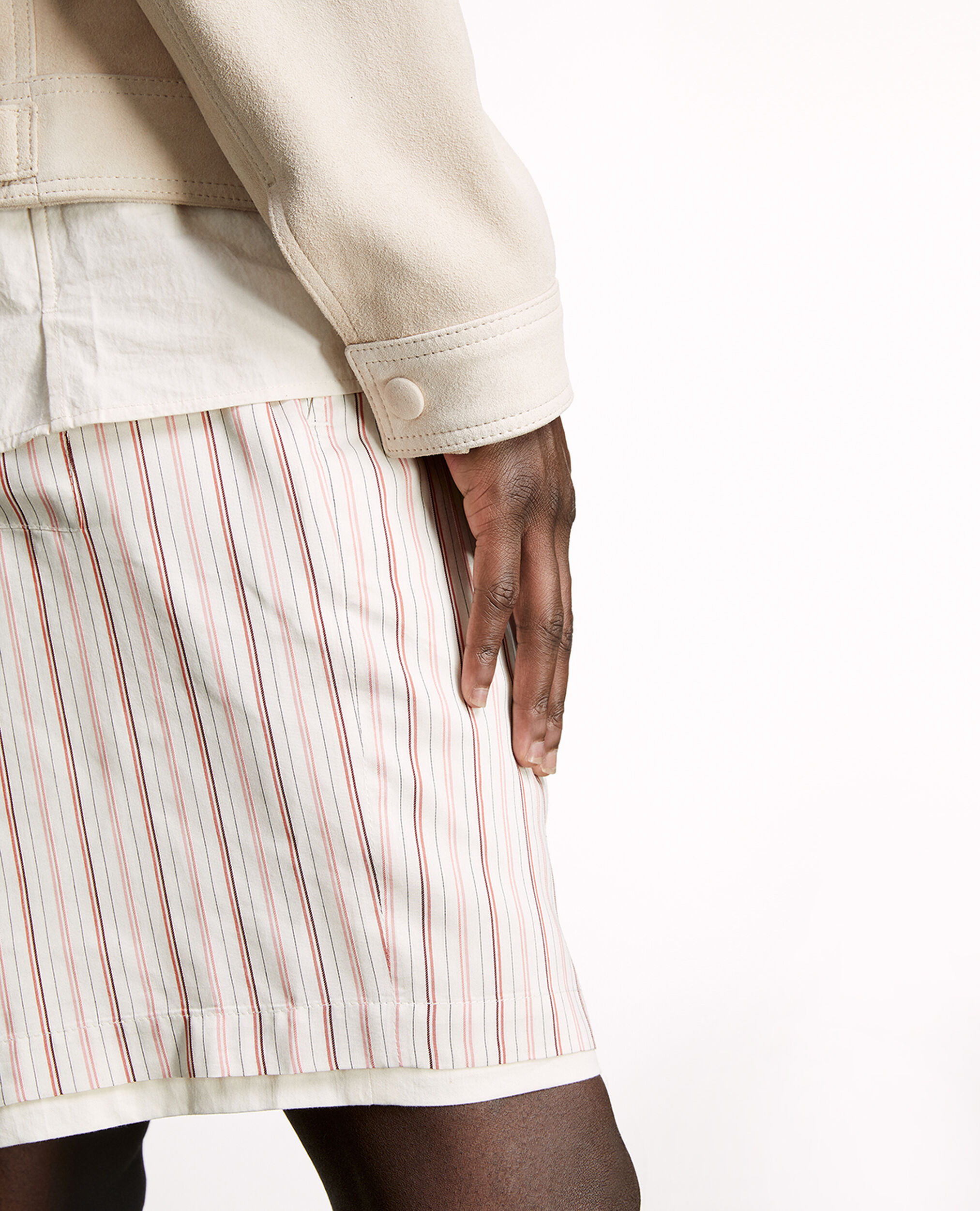 Suede-like beige leather shirt w/buttons, LIGHT BEIGE, hi-res image number null