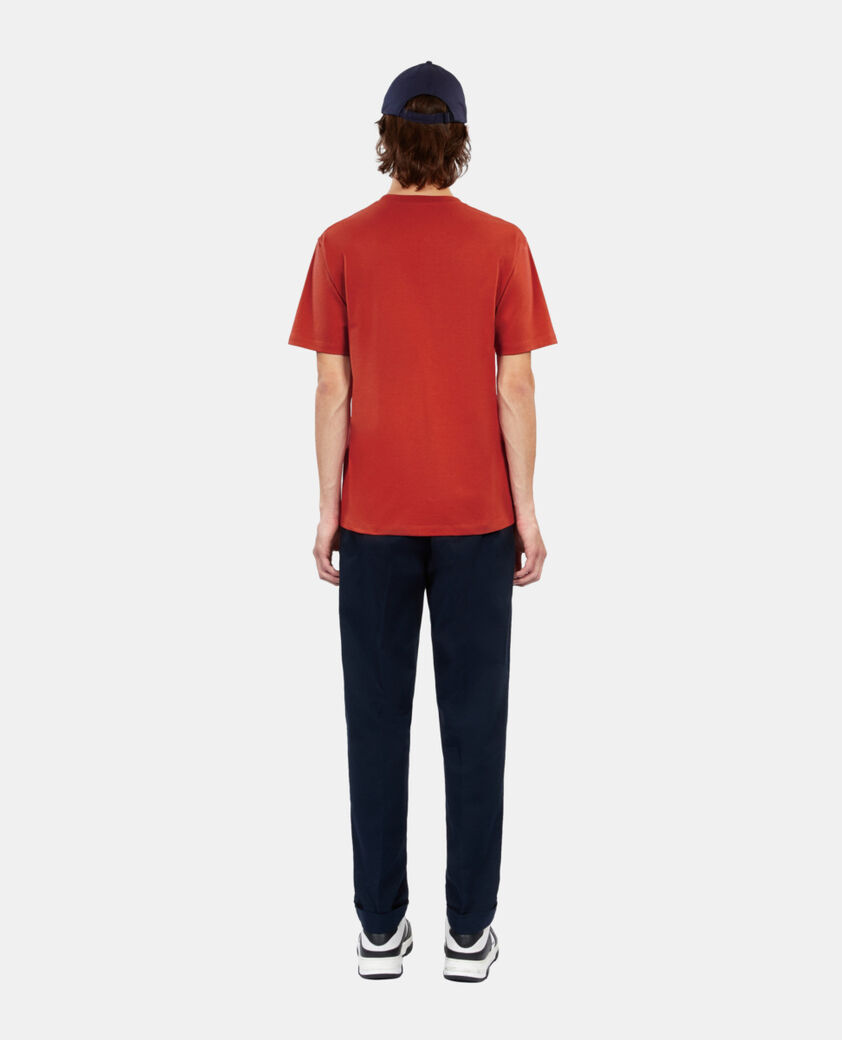 The Kooples HERREN RED BRIQUE rotes t-shirt mit palmen-stickerei