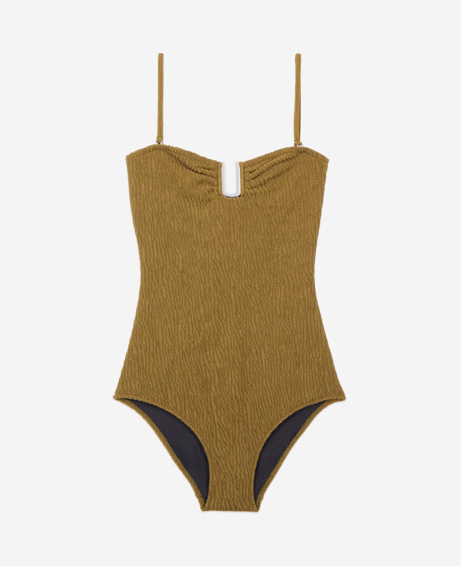 The Kooples WOMEN KAKI the kooples x luz one-piece strapless khaki swimsuit