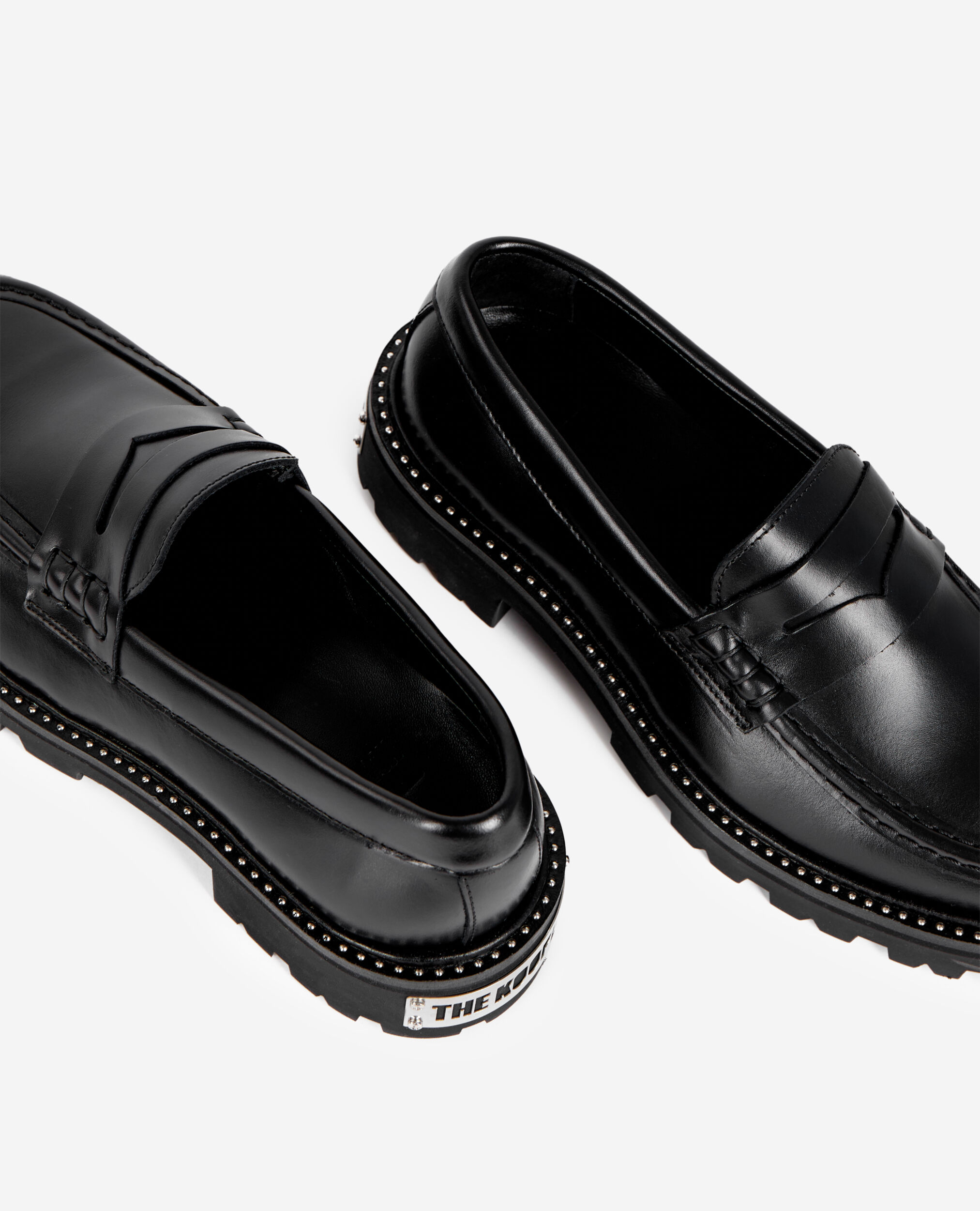 Black leather loafers, BLACK, hi-res image number null