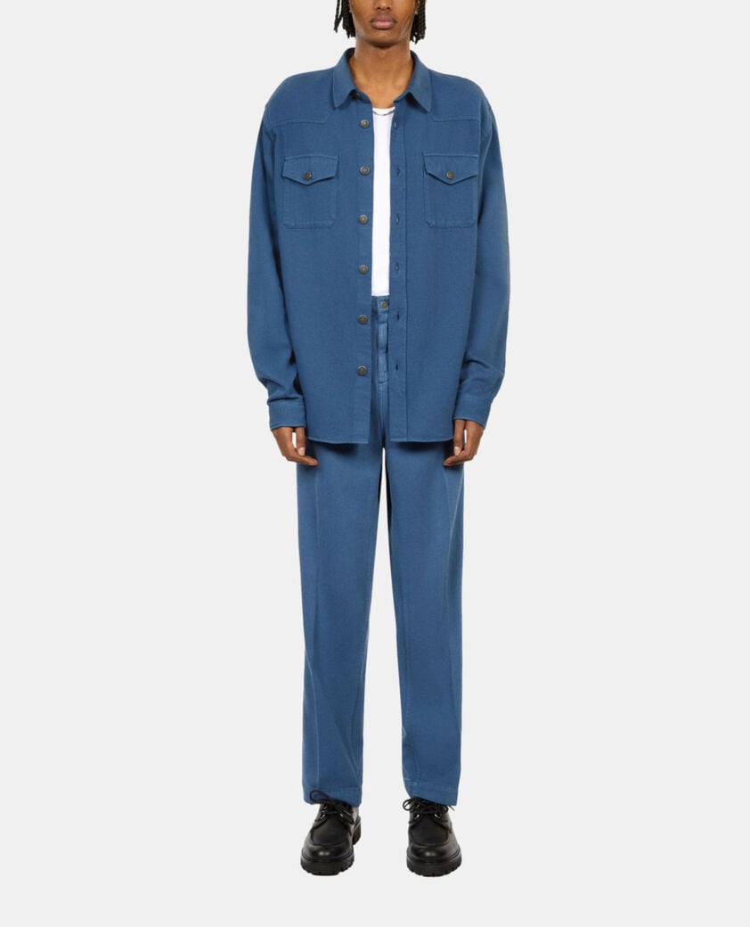 The Kooples HERREN MIDDLE NAVY blaues hemd aus leinen und baumwolle