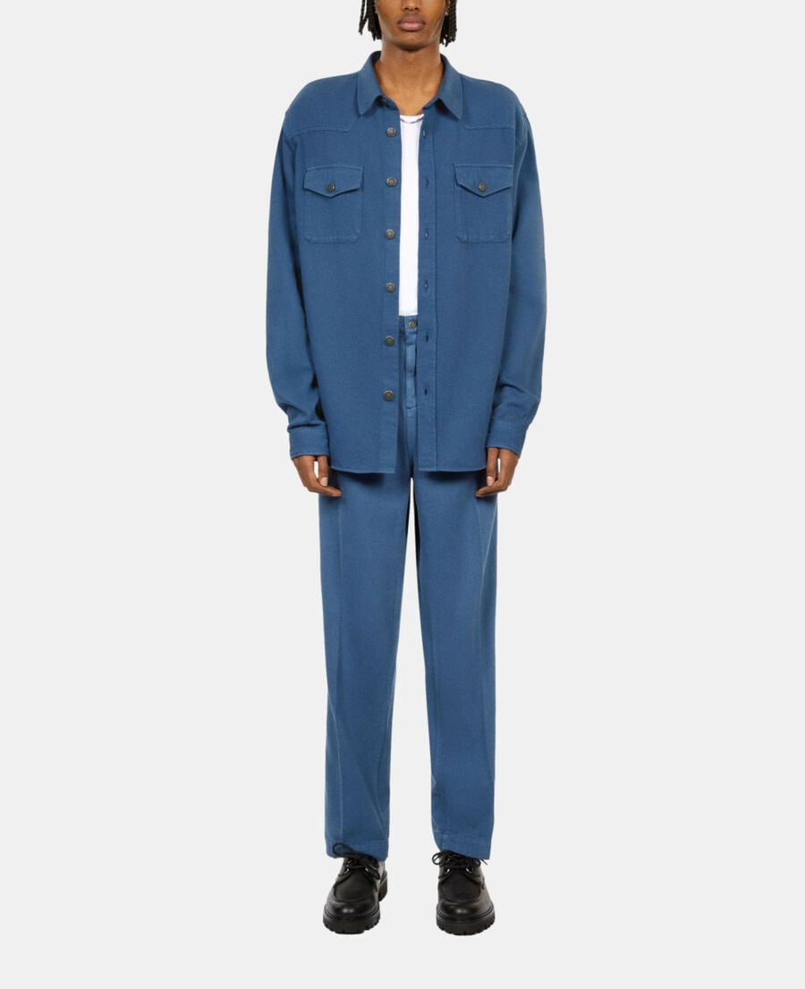 The Kooples HERREN MIDDLE NAVY blaues hemd aus leinen und baumwolle