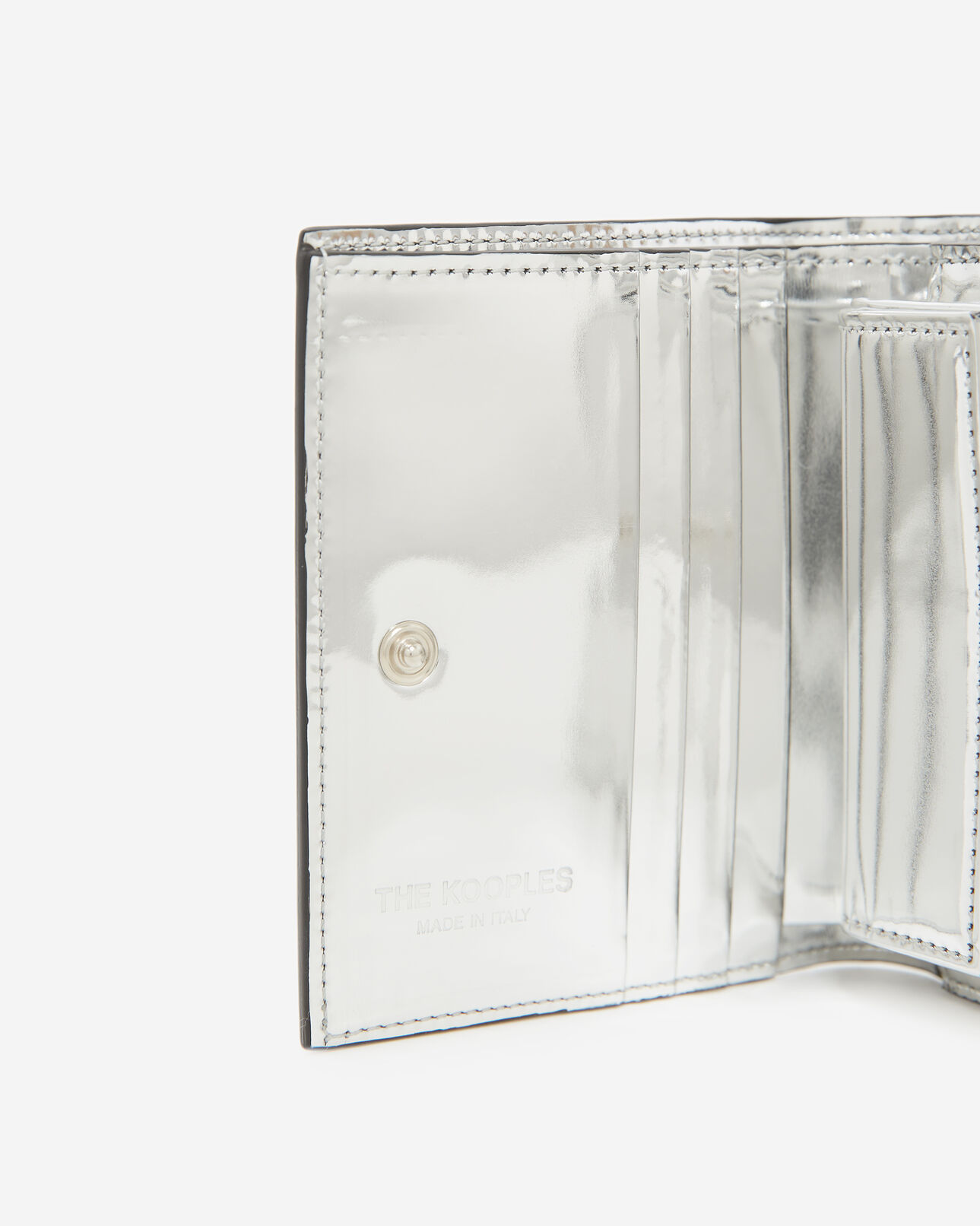 The Kooples WOMEN SILVER silver leather wallet with integrated mirror