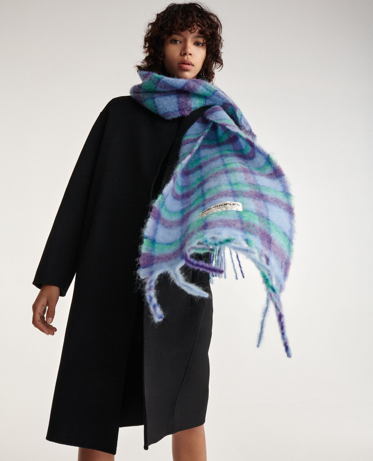 Mohair scarf in green and navy blue The Kooples