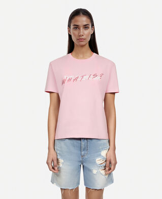 The Kooples WOMEN POWDER PINK pink what is t-shirt with rhinestones