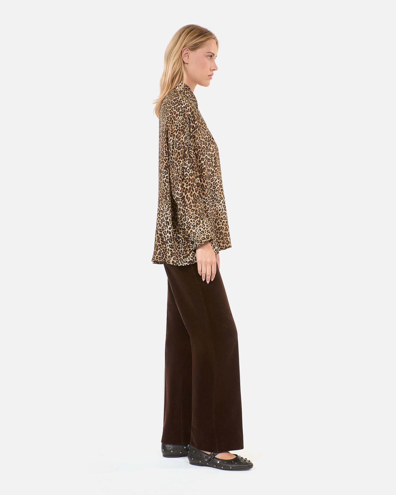 The Kooples F LEOPARD loose printed silk-blend shirt 