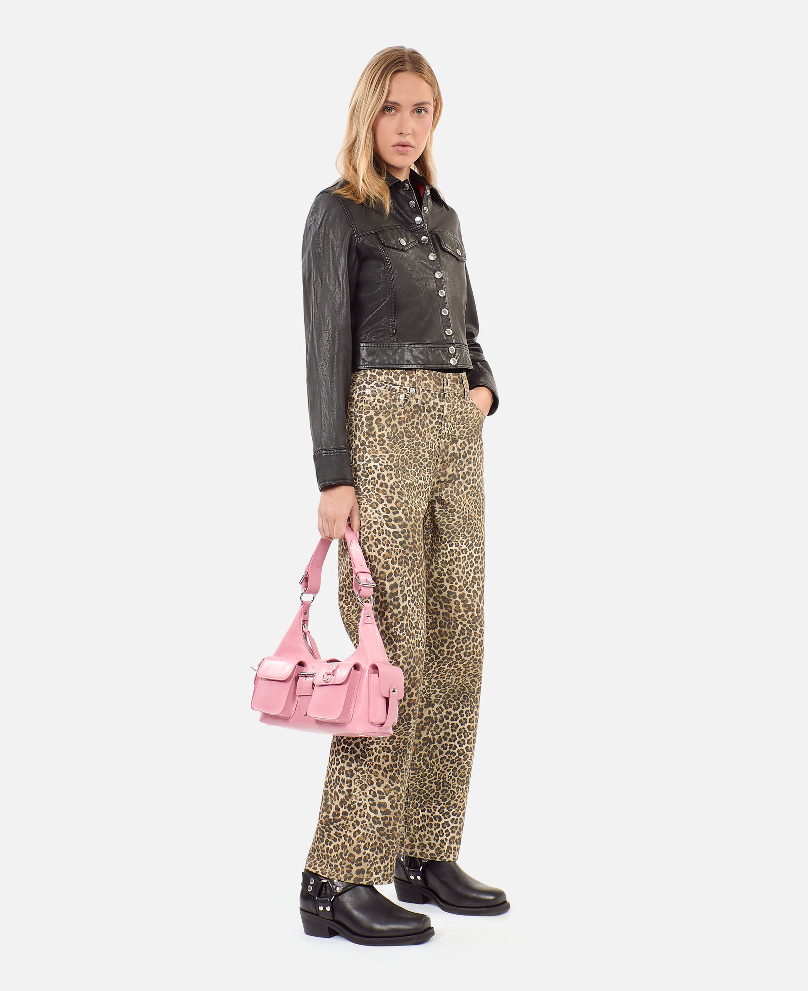 The Kooples DAMEN BABY PINK amelia-tasche aus rosafarbenem leder