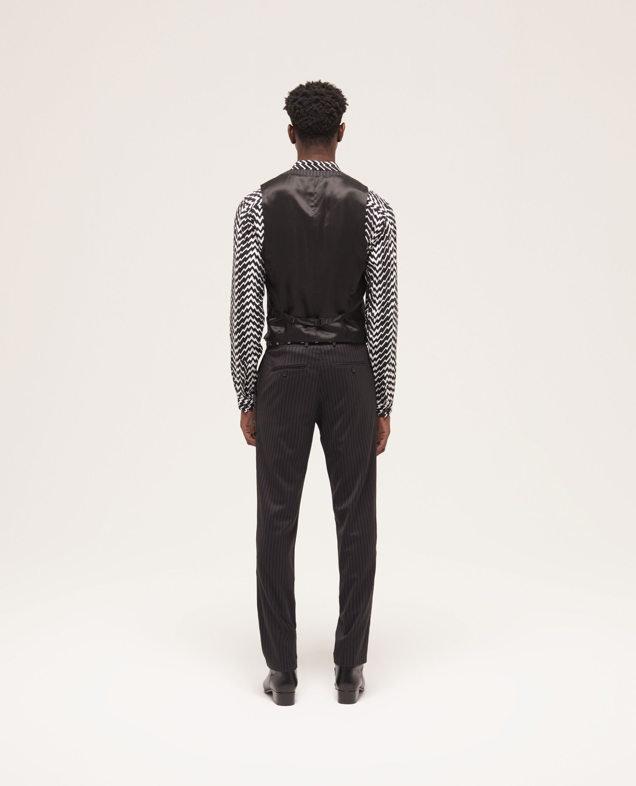 Black wool suit vest, BLACK GREY, hi-res image number null