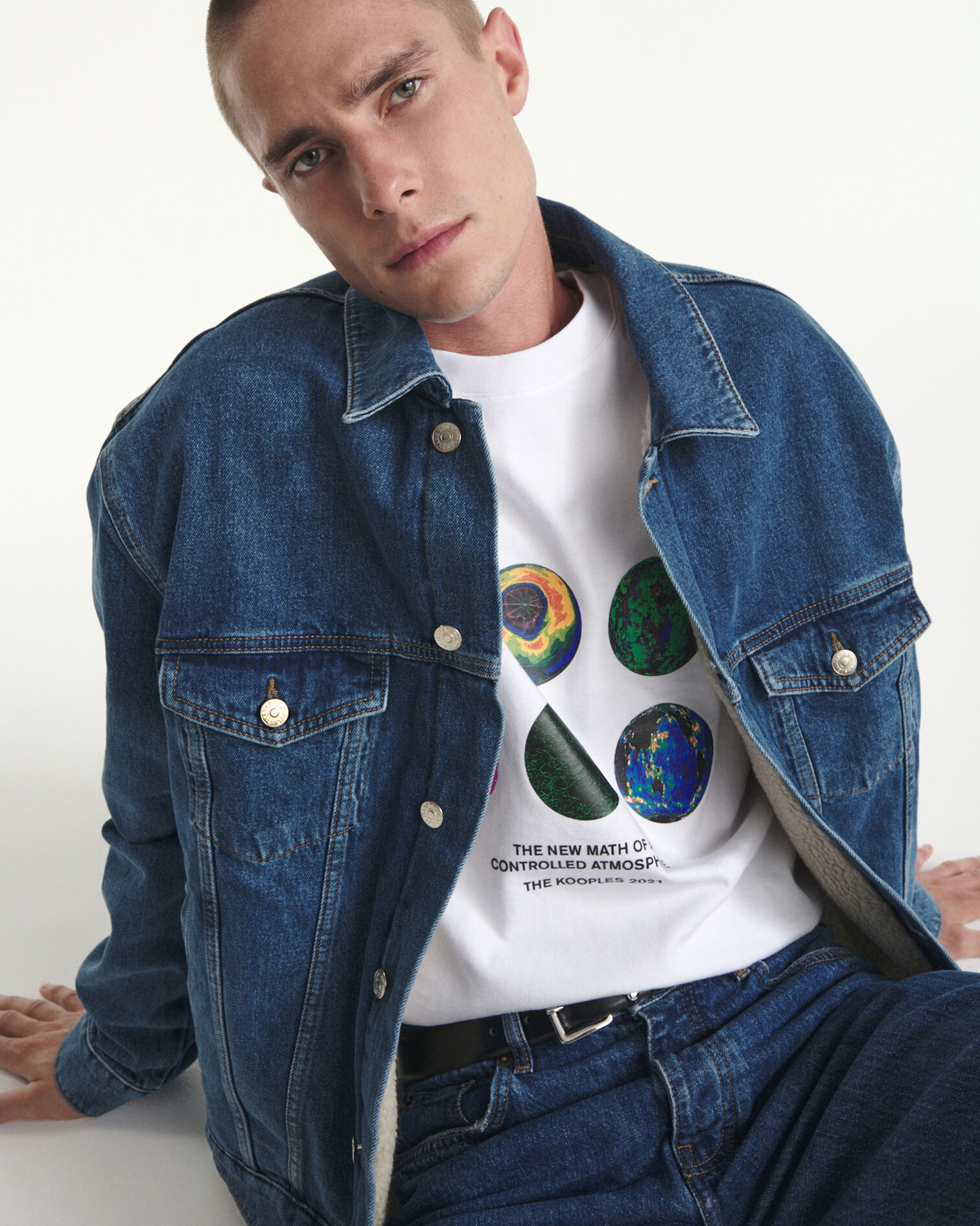 Blue jean jacket with sheepskin lining, BLUE WASHED, hi-res image number null