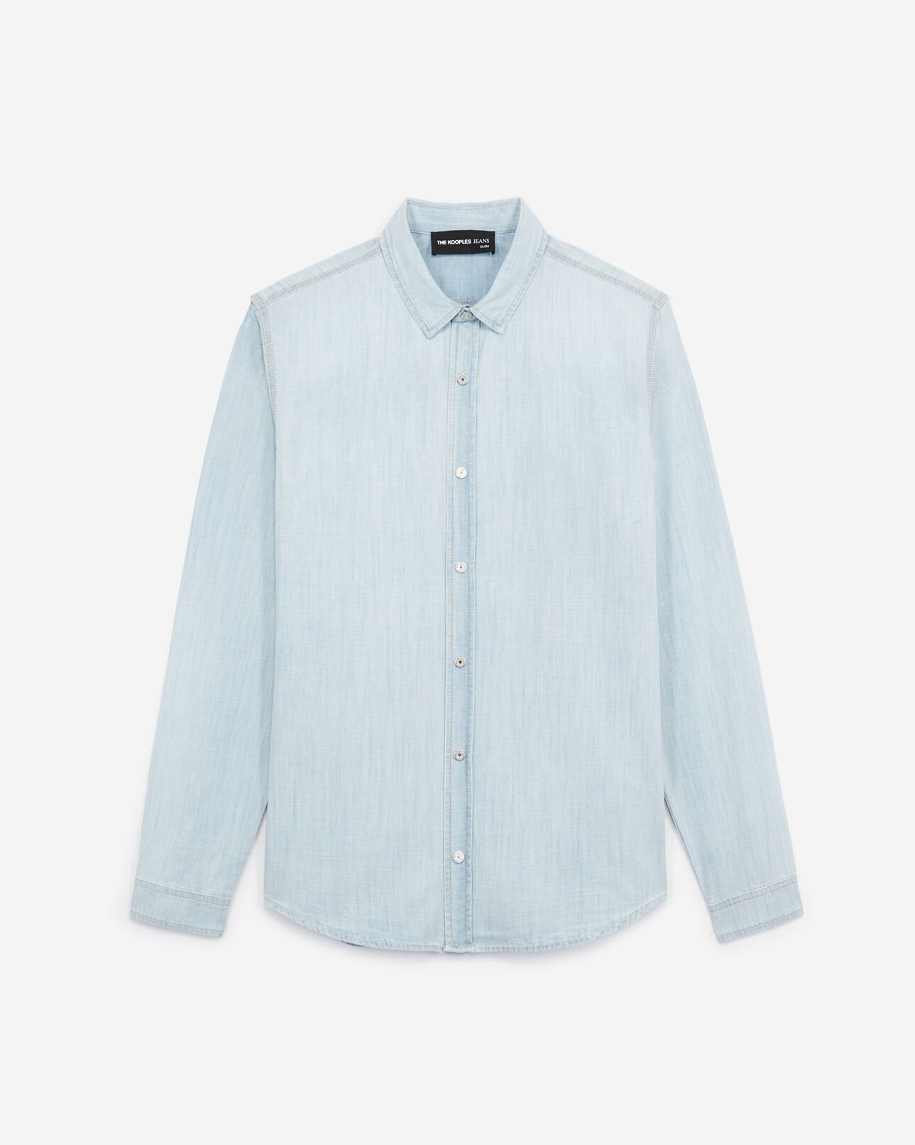 The Kooples HERREN LIGHT BLUE jeanshemd blau mit druckknöpfen