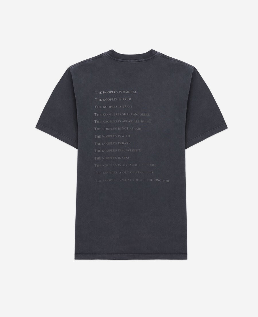 The Kooples HERREN BLACK WASHED schwarzes t-shirt mit „what is“-schriftzug