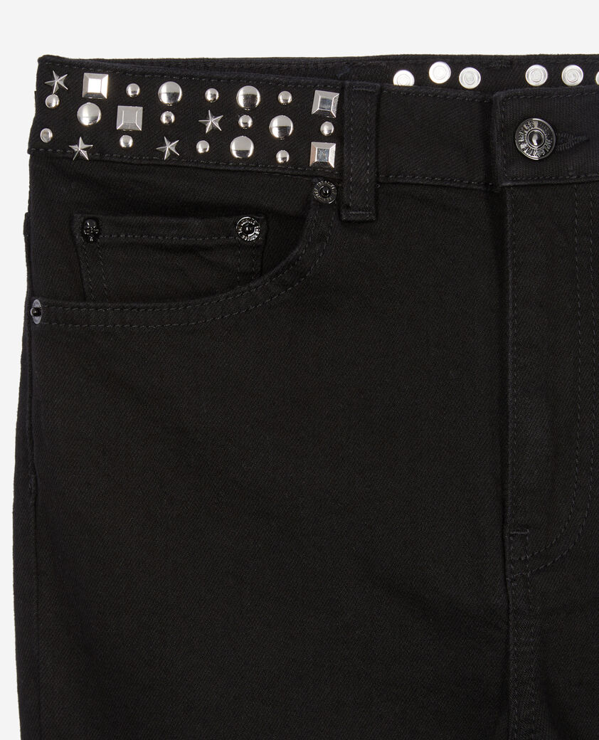The Kooples WOMEN BLACK WASHED black slim jeans with studs and stars