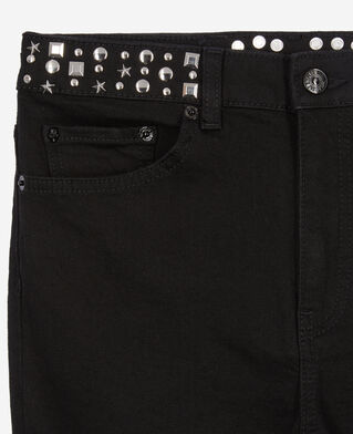 The Kooples WOMEN BLACK WASHED black slim jeans with studs and stars